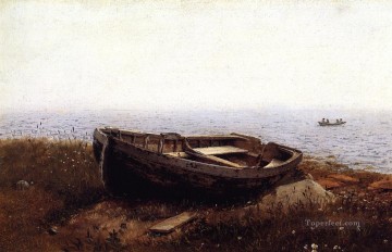 風景 Painting - 古いボート 別名放棄されたスキフの風景 ハドソン川フレデリック エドウィン チャーチ ビーチ